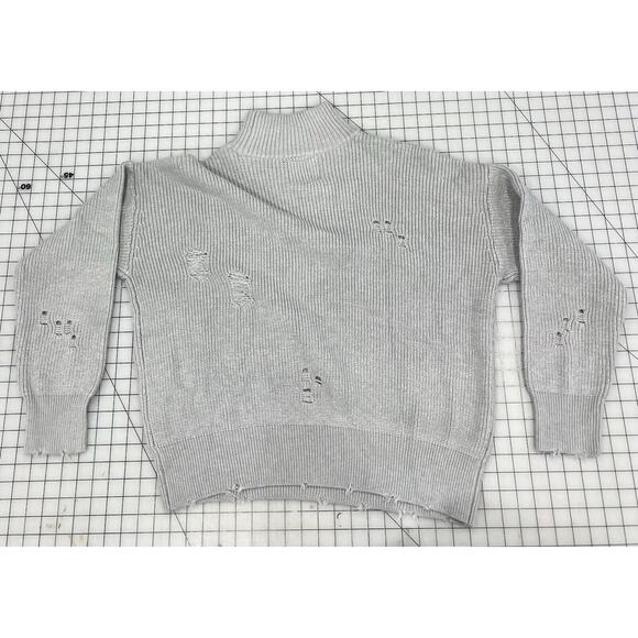 Chelsea DeBoer BY LILY & LOTTIE Sweater Turtleneck Long Sleeve Holes Medium I4 - Picture 8 of 9